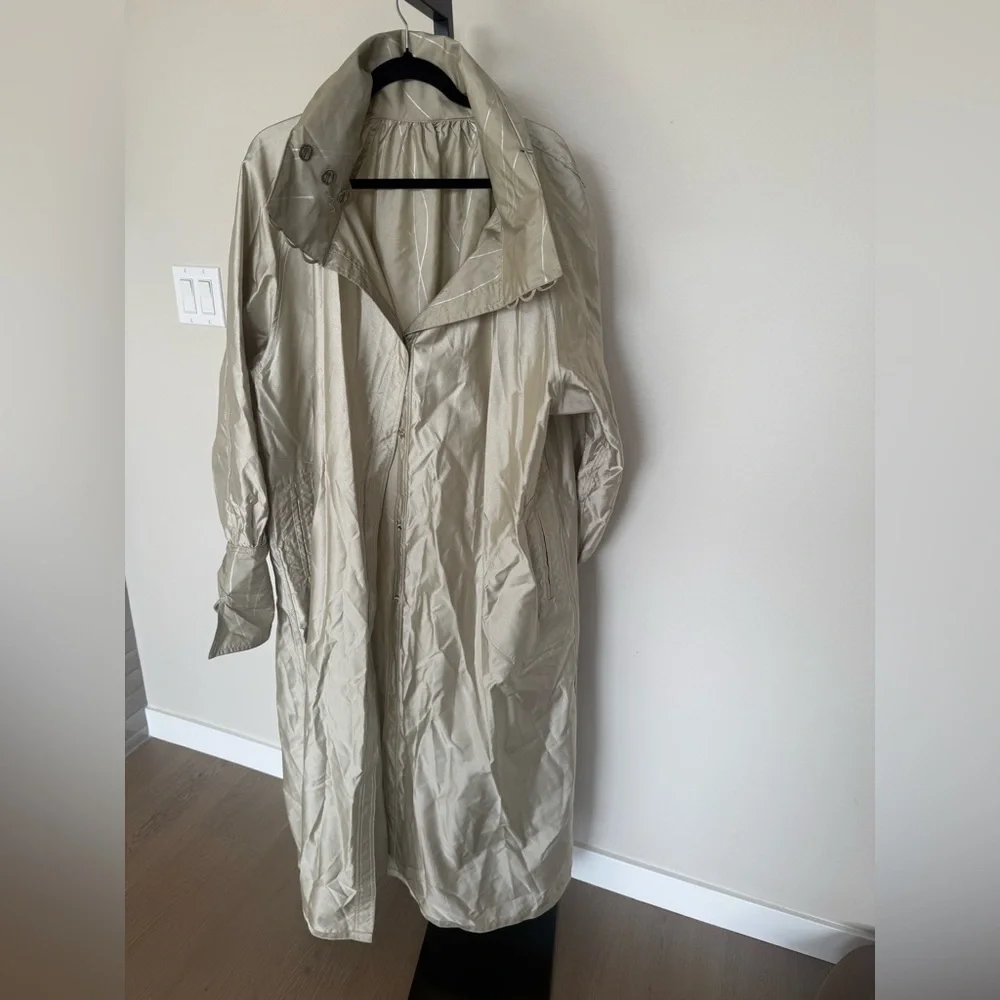 mycra pac Designer Wear‎ Long beige reversible Trench Raincoat SZ M/L 6 Rare VTG - Picture 12 of 14